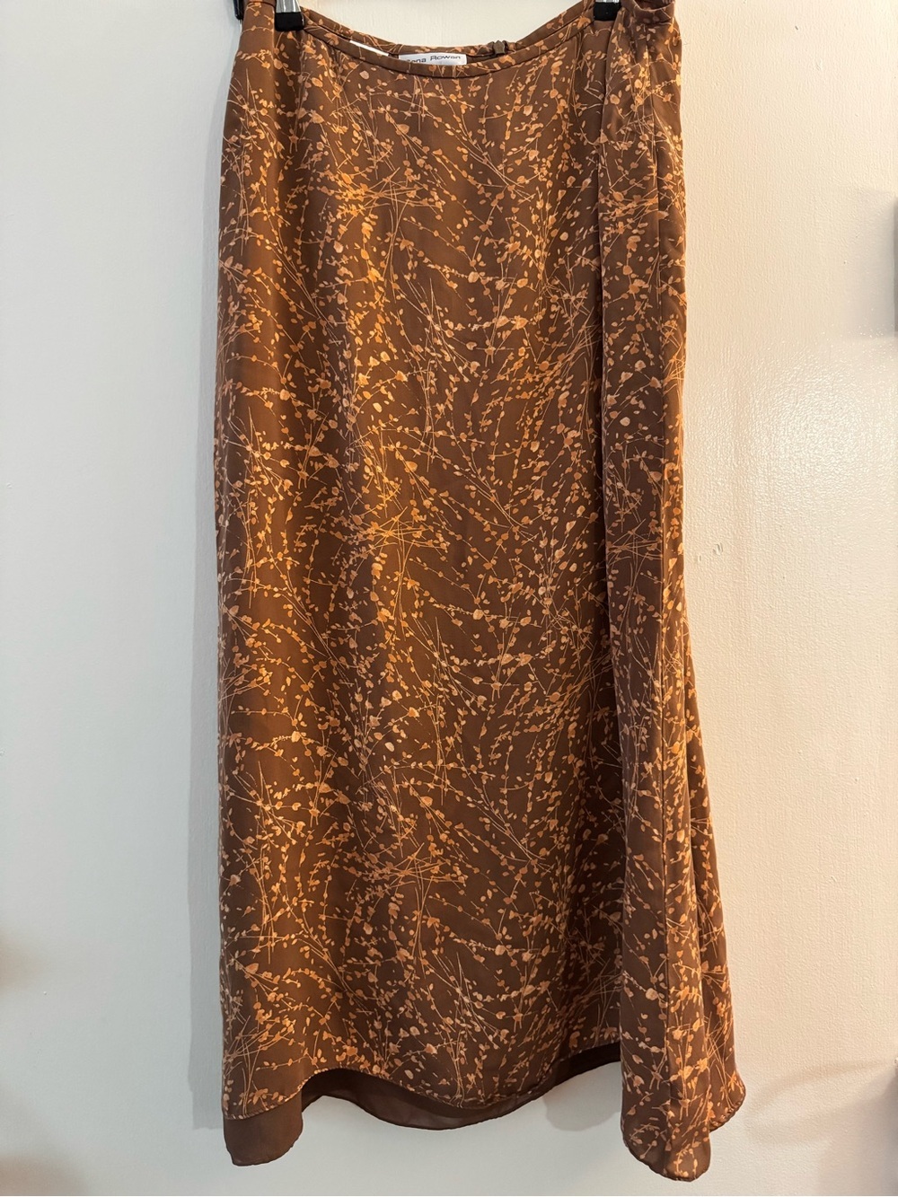 Rena Rowan Brown Floral Silk Maxi Skirt